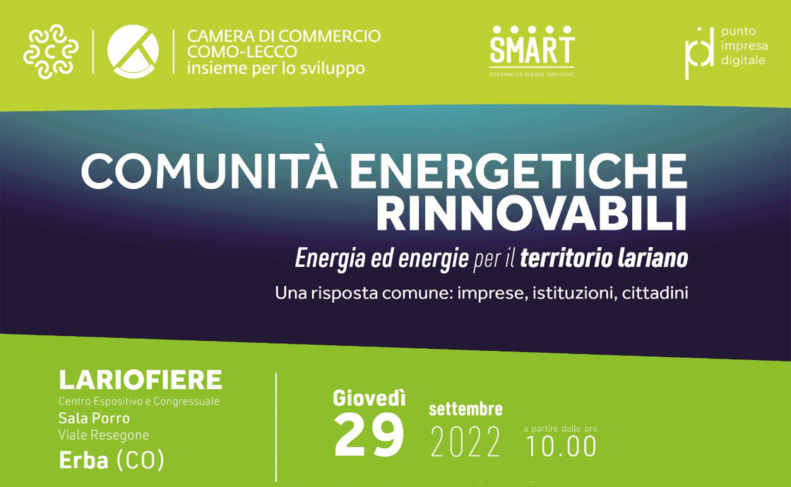 Comunità Energetiche Rinnovabili a Lariofiere il 29 settembre 2022