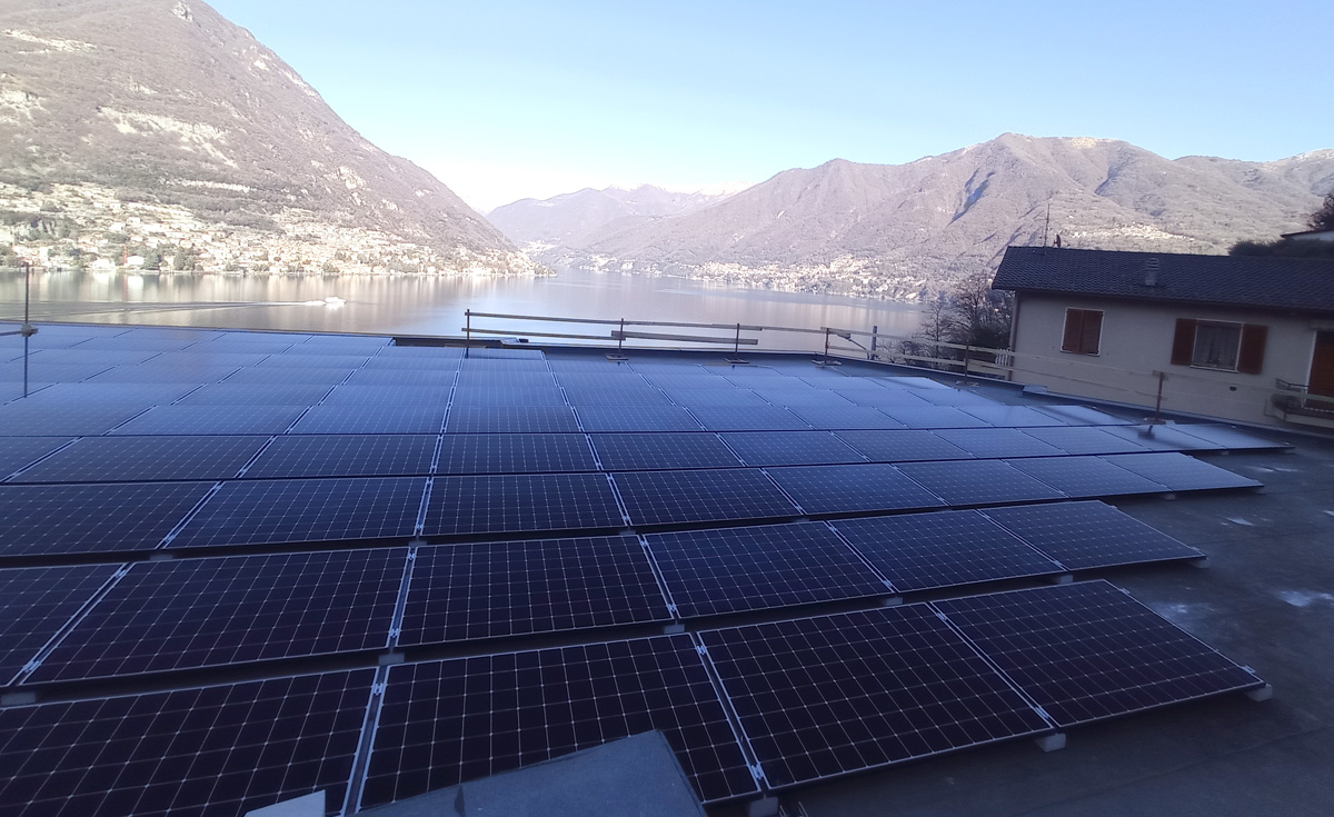 Pannelli solari SunPower Maxeon 395Wp installati in impianto fotovoltaico presso Hotel Bruni a Torno (CO)