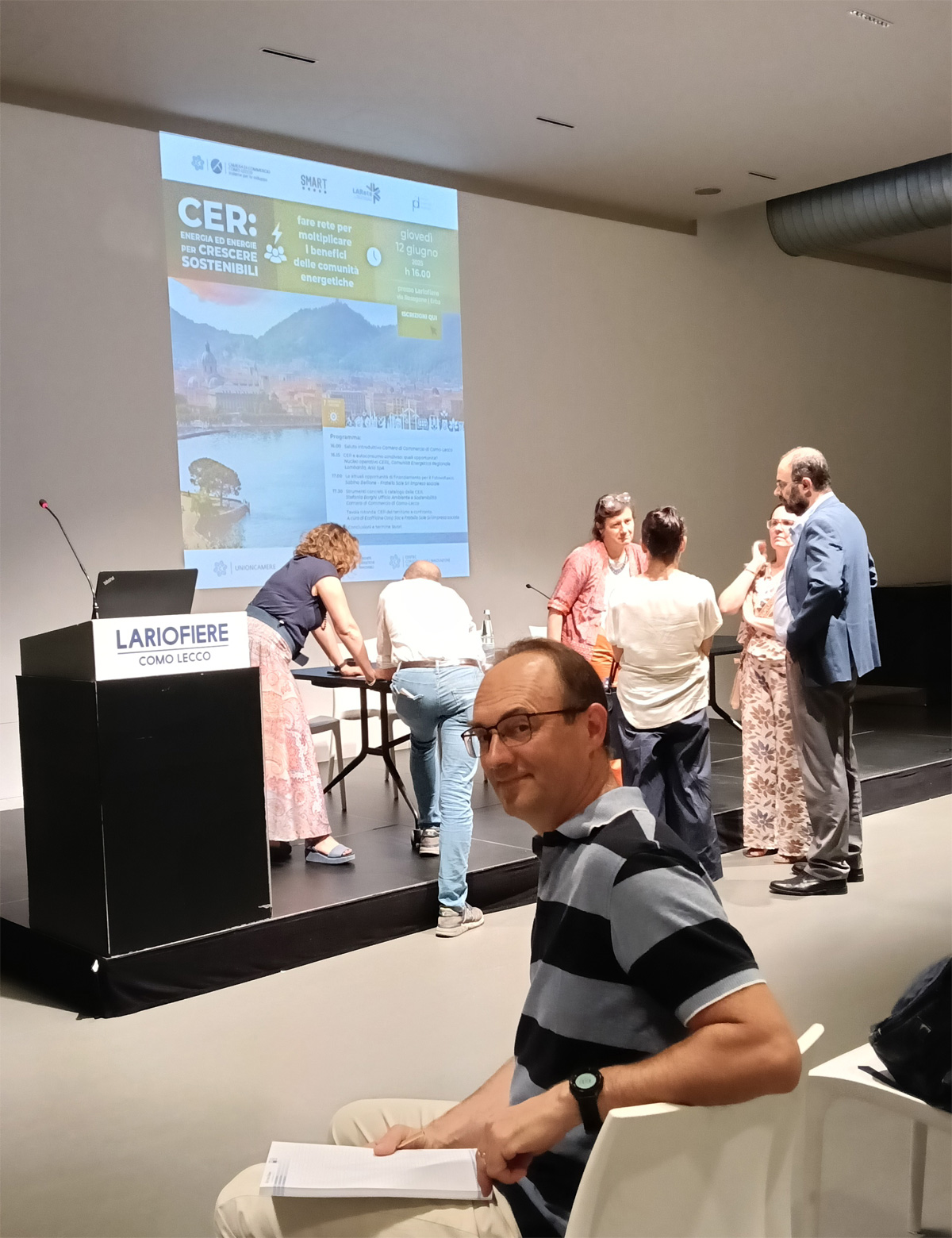 Cristian Malavasi a un evento dedicato alle CER organizzato a giugno 2025 presso Lariofiere a Erba (CO)