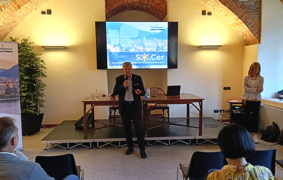 Il Presidente di Confartigianato Imprese Como Roberto Galli alla presentazione della CER So.CER a Como