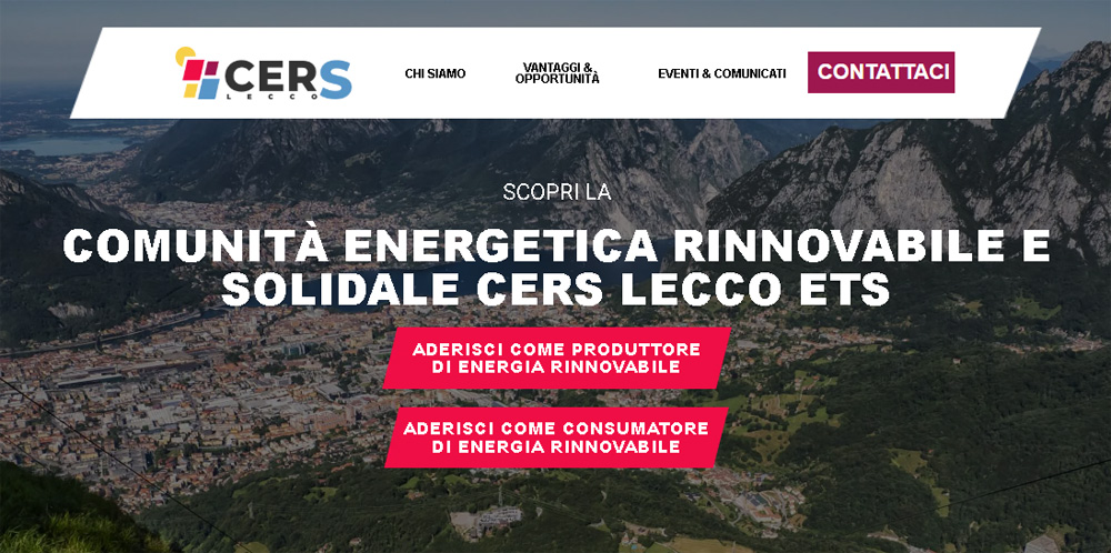 La Home Page del sito web ufficiale della CERS Lecco ETS