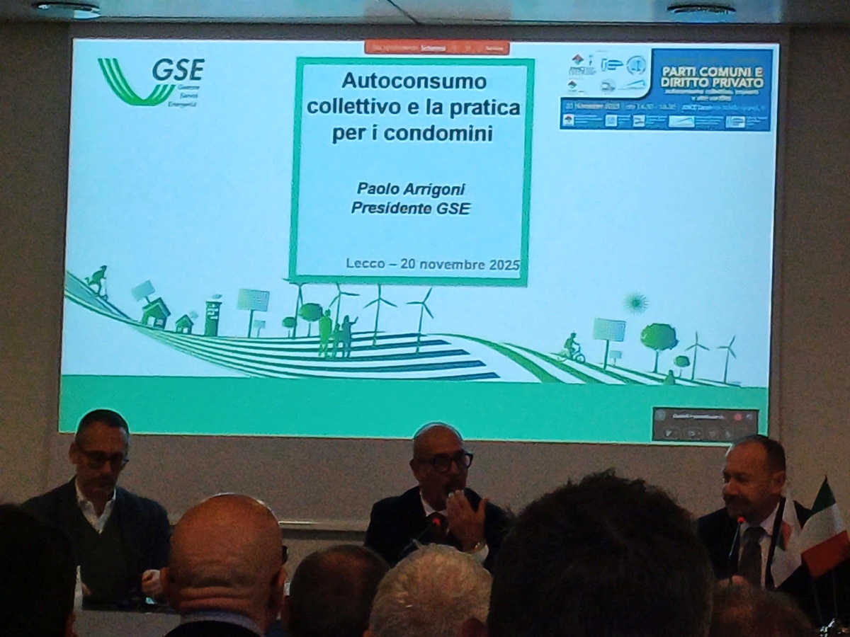 L'intervento del Presidente di GSE Paolo Arrigoni al convegno sull'autoconsumo a Lecco