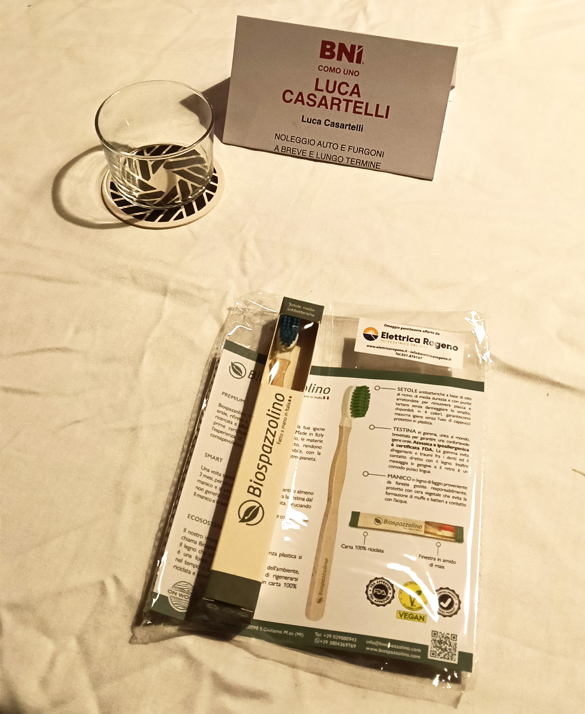 Confezione di Biospazzolino nel corso di una riunione del Capitolo BNI Como Uno
