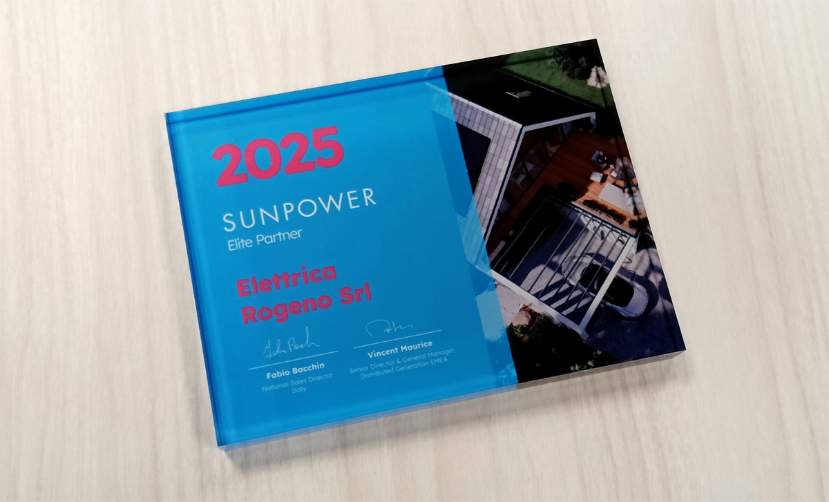 La targa SunPower Elite Partner 2025 assegnata a Elettrica Rogeno