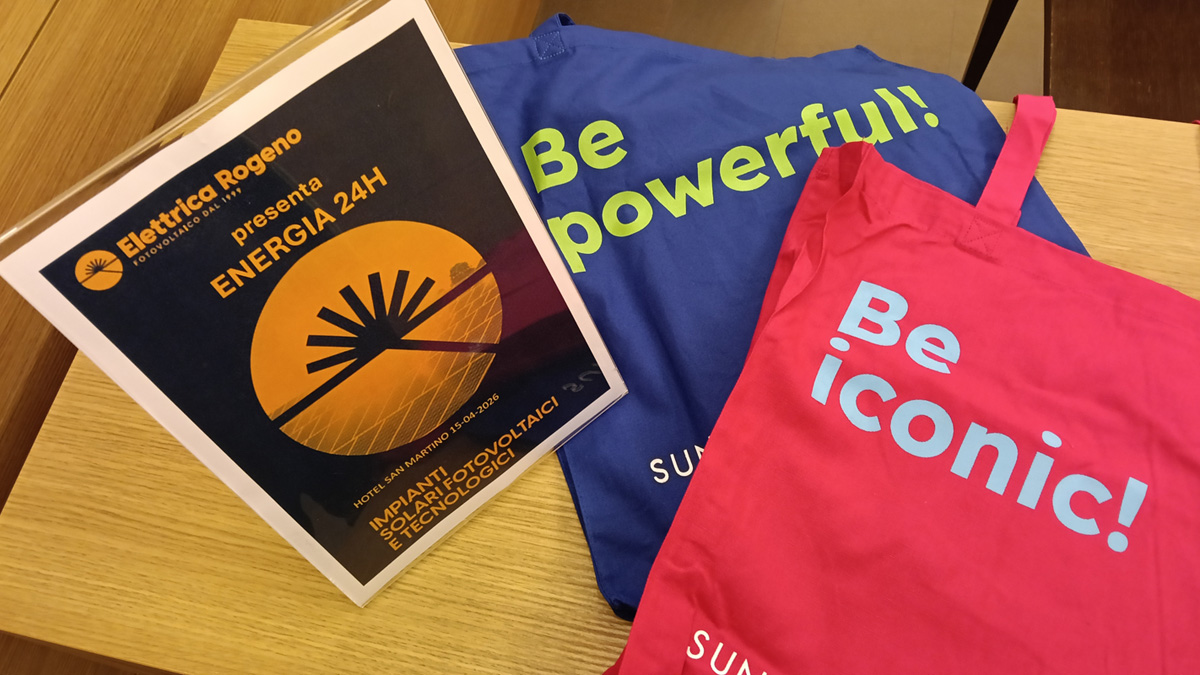 Le borse SunPower regalate a ogni partecipante all'evento