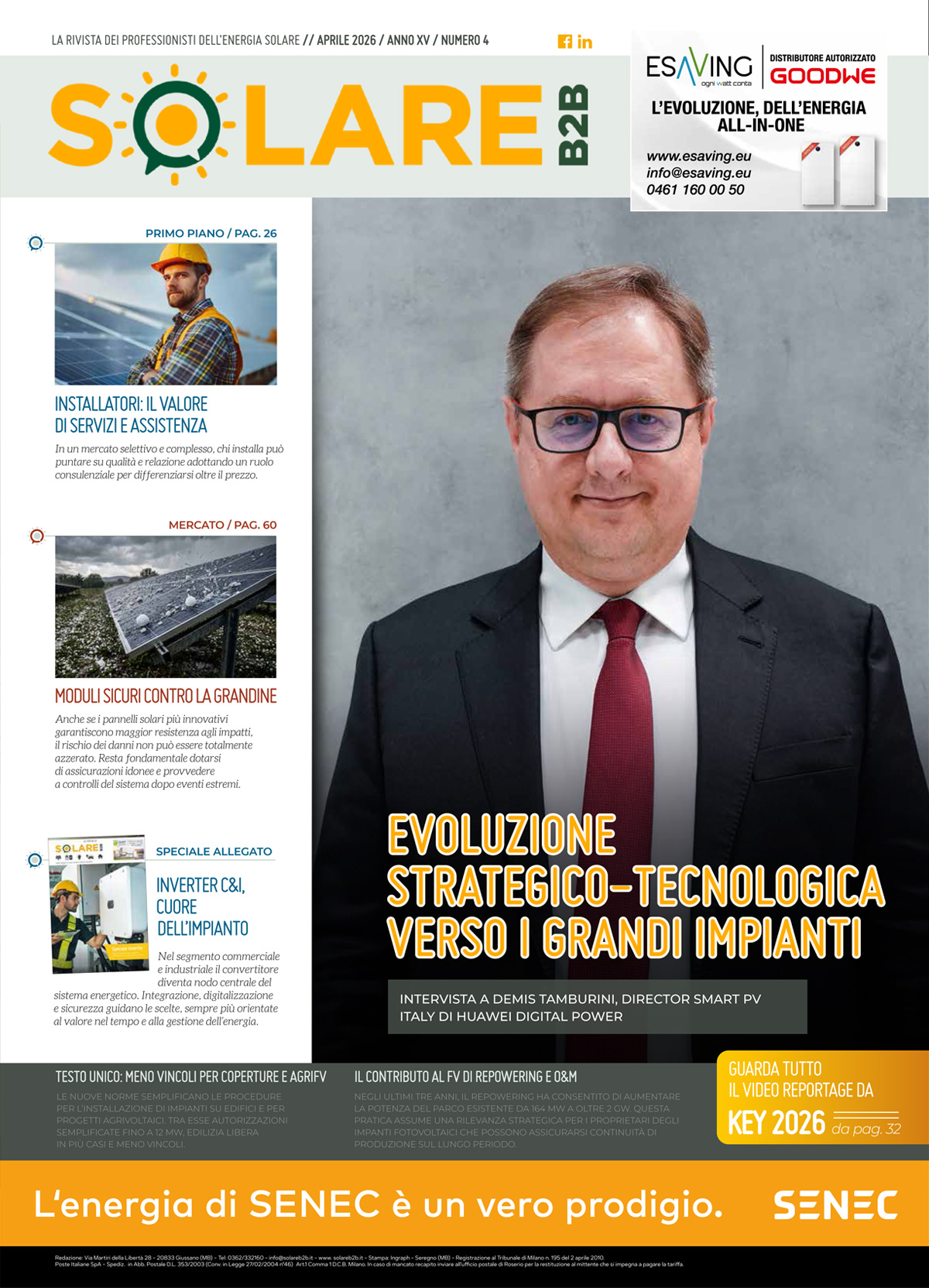 Copertina rivista SolareB2B aprile 2026