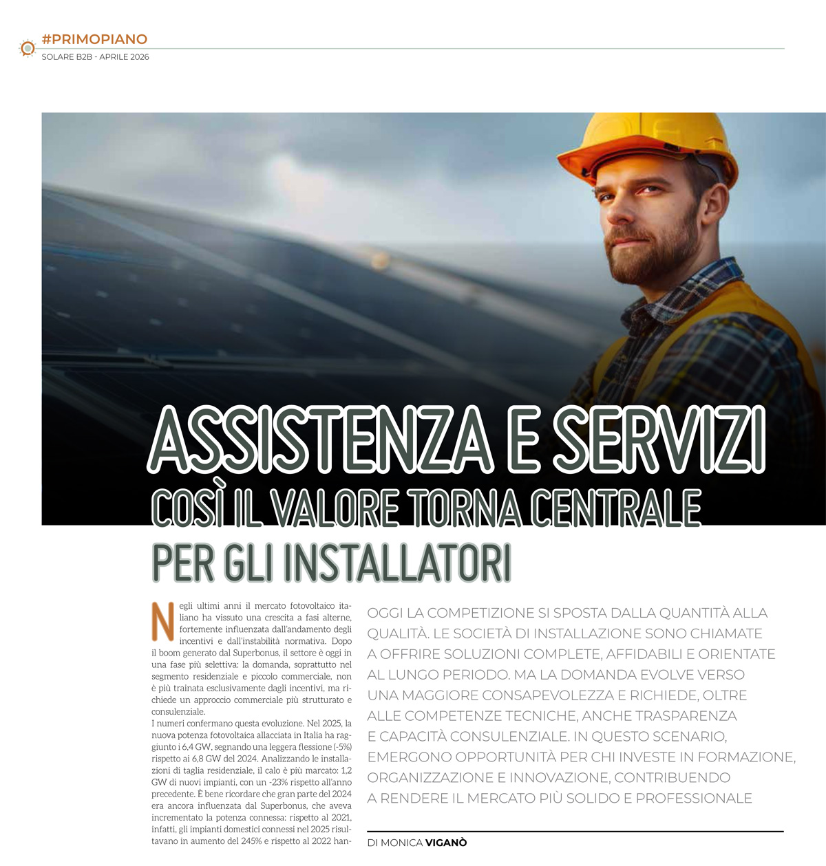 Un estratto dell'articolo di SolareB2B sugli installatori