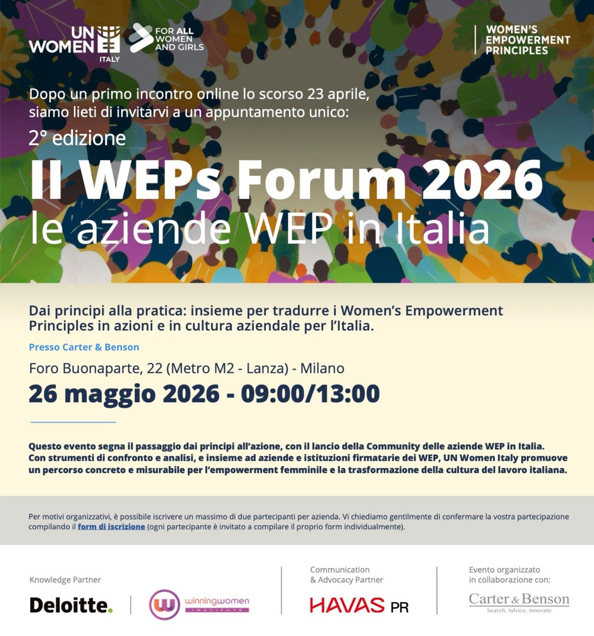 La locandina ufficiale del WEP Forum 2026 di Milano