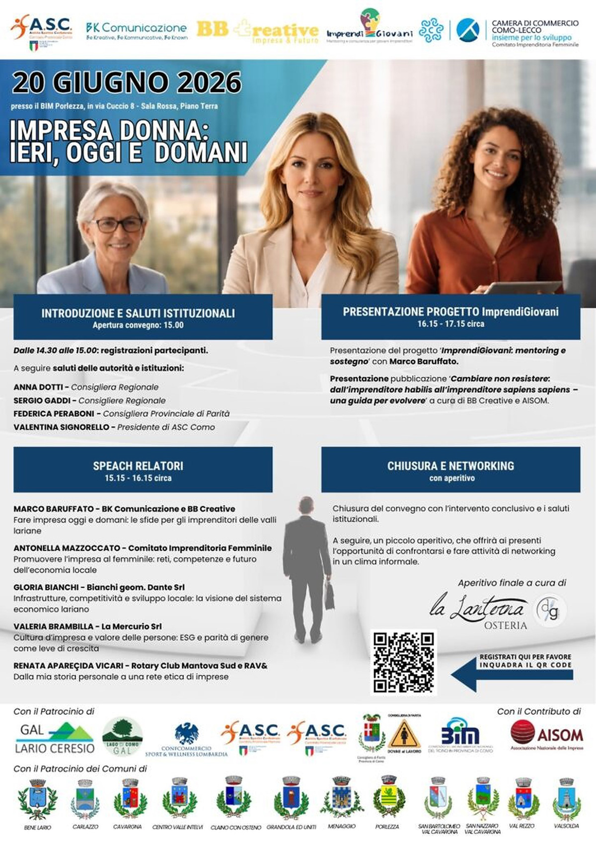 La locandina del convegno Impresa Donna: ieri, oggi e domani di Porlezza
